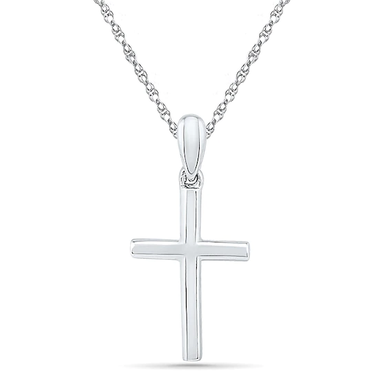 Stacked Cross Pendant in 10K White Gold