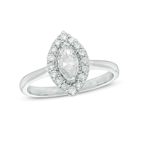 0.70 CT. T.w. Marquise Diamond Frame Engagement Ring in 10K White Gold