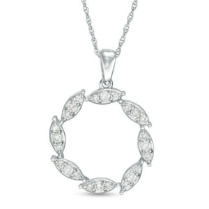 0.33 CT. T.w. Diamond Marquise Circle Pendant in 10K White Gold