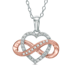 0.20 CT. T.w. Diamond Heart with Sideways Infinity Pendant in 10K