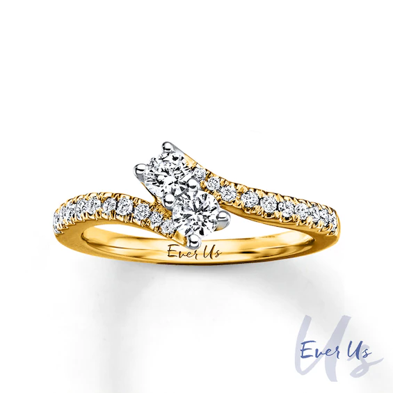 Ever Us™ 1.00 CT. T.w. Two-Stone Diamond Bypass Ring in 14K Gold