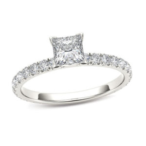 1.00 CT. T.w. Princess-Cut Diamond Engagement Ring in 14K White Gold