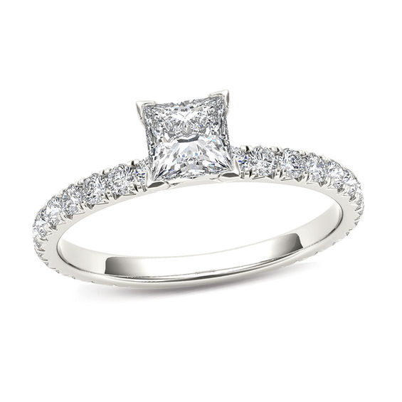 1.00 CT. T.w. Princess-Cut Diamond Engagement Ring in 14K White Gold