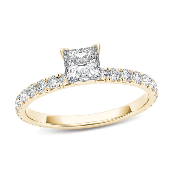 1.00 CT. T.w. Princess-Cut Diamond Engagement Ring in 14K Gold