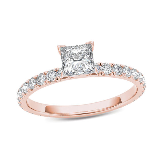 1.00 CT. T.w. Princess-Cut Diamond Engagement Ring in 14K Rose Gold