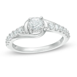 0.60 CT. T.w. Diamond Swirl Engagement Ring in 10K White Gold