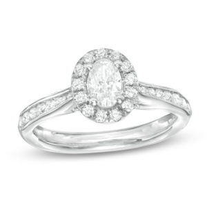 1.00 CT. T.w. Certified Canadian Oval Diamond Frame Engagement Ring in