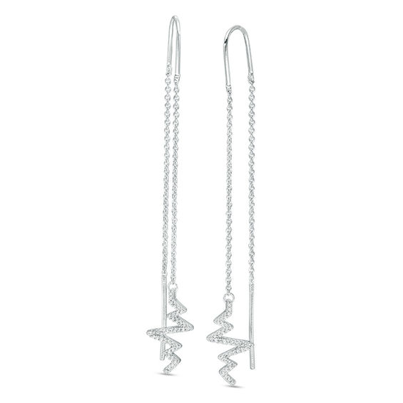 0.15 CT. T.w. Diamond Heartbeat Threader Earrings in Sterling Silver