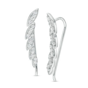 0.18 CT. T.w. Diamond Leaf Crawler Earrings in Sterling Silver