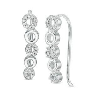 0.15 CT. T.w. Diamond Alternating Circle Crawler Earrings in Sterling