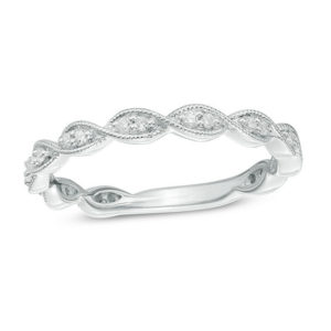 0.12 CT. T.w. Diamond Twist Vintage-Style Eternity Band in 10K White