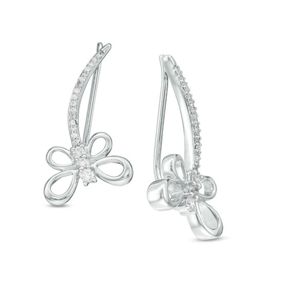 0.18 CT. T.w. Diamond Dragonfly Crawler Earrings in Sterling Silver