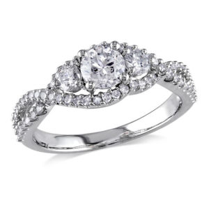 0.99 CT. T.w. Diamond Three Stone Twist Engagement Ring in 14K White
