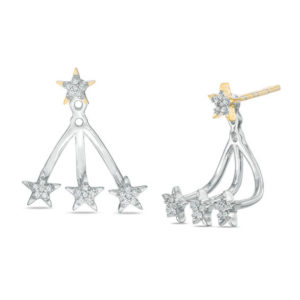 0.15 CT. T.w. Diamond Star Front/Back Earrings in Sterling Silver and
