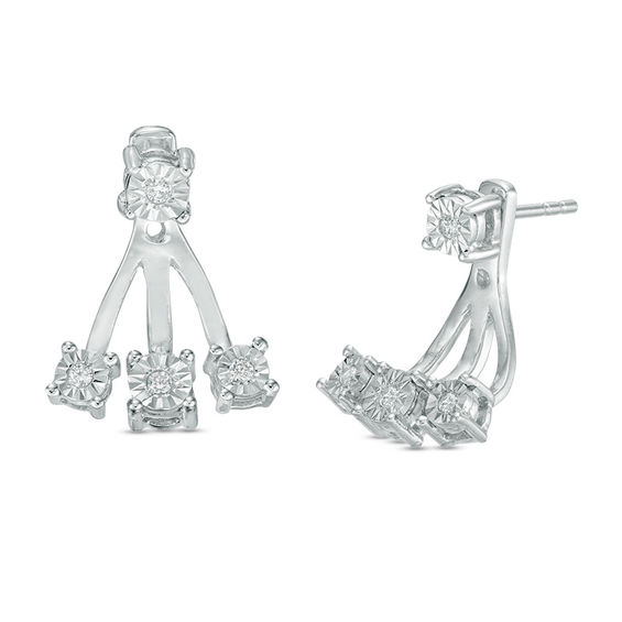 0.09 CT. T.w. Diamond Fan Front/Back Earrings in Sterling Silver