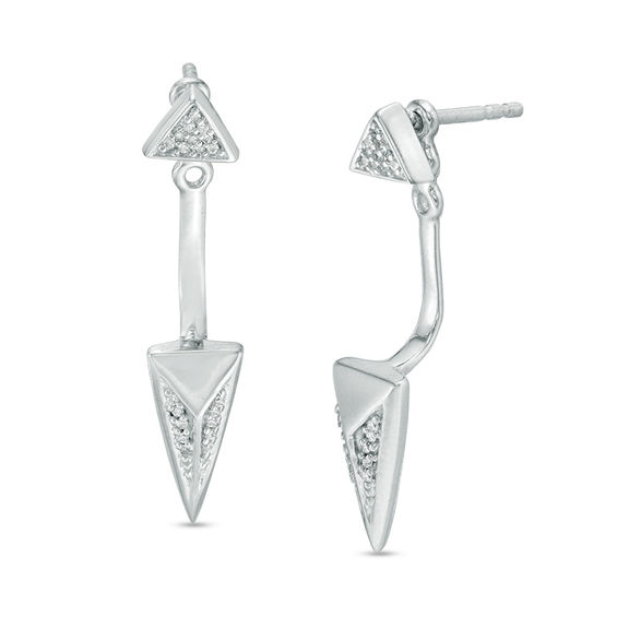 0.09 CT. T.w. Diamond Pyramid Front/Back Earrings in Sterling Silver