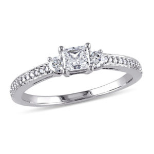 0.50 CT. T.w. Princess-Cut Diamond Three Stone Engagement Ring in 10K