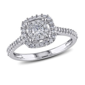 0.47 CT. T.w. Diamond Cushion Frame Ring in 10K White Gold