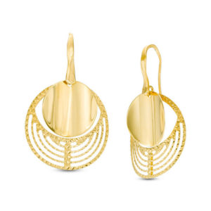 Made in Italy Diamond-Cut Coin Drop Earrings in 10K Gold