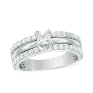 1.00 CT. T.w. Princess-Cut Diamond Multi-Row Engagement Ring in 14K