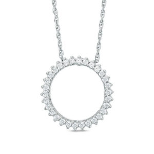 0.25 CT. T.w. Diamond Sunburst Circle Pendant in 10K White Gold