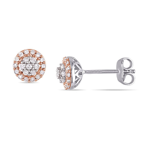 0.25 CT. T.w. Composite Diamond Frame Stud Earrings in Two-Tone