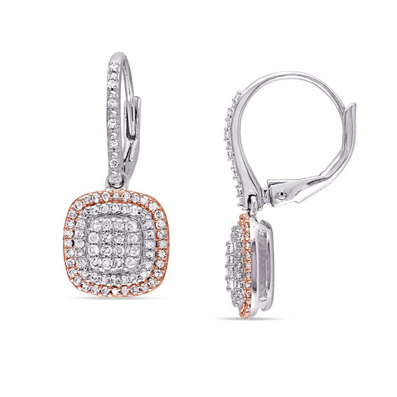 0.48 CT. T.w. Composite Diamond Cushion Frame Drop Earrings in