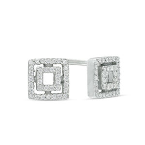 0.11 CT. T.w. Diamond Double Square Stud Earrings in Sterling Silver
