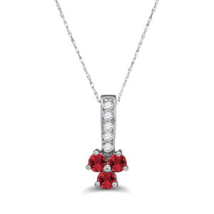 Lab-Created Ruby and 0.12 CT. T.w. Diamond Trio Pendant in Sterling