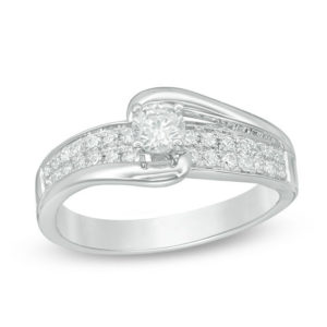 0.50 CT. T.w. Diamond Bypass Engagement Ring in 14K White Gold