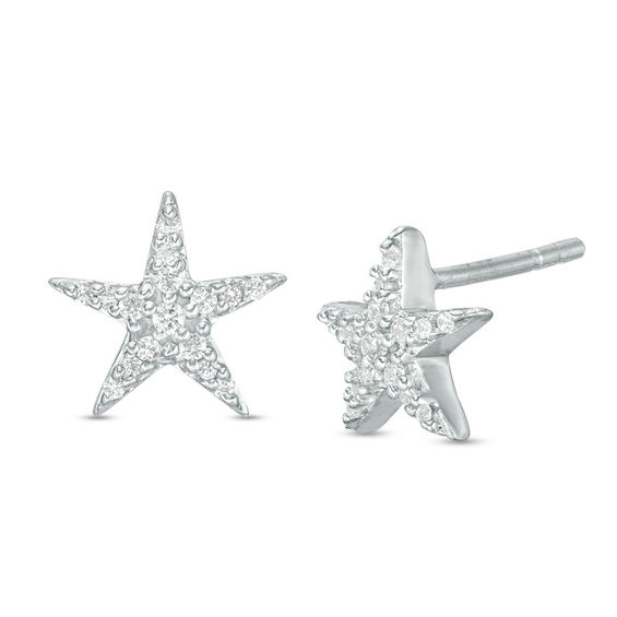 0.15 CT. T.w. Diamond Starfish Stud Earrings in Sterling Silver