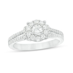 0.80 CT. T.w. Diamond Frame Double Row Engagement Ring in 14K Two-Tone