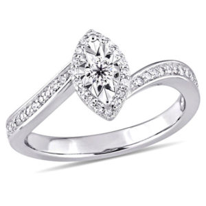 0.24 CT. T.w. Diamond Marquise Frame Bypass Promise Ring in Sterling