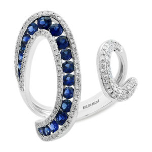 Effy™ Collection Blue Sapphire and 0.42 CT. T.w. Diamond Open Shank
