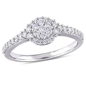 0.49 CT. T.w. Composite Diamond Frame Tri-Sides Engagement Ring in 14K
