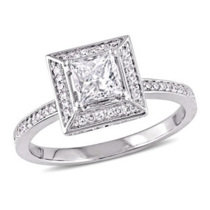 0.74 CT. T.w. Princess-Cut Diamond Frame Engagement Ring in 14K White