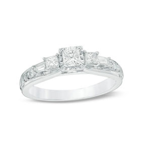 0.59 CT. T.w. Princess-Cut Diamond Past Present Future® Engagement