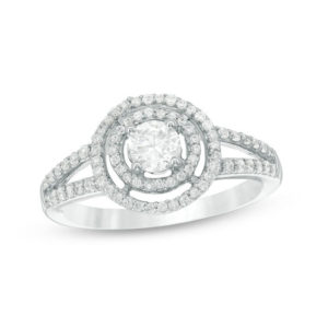 0.69 CT. T.w. Diamond Double Frame Engagement Ring in 10K White Gold