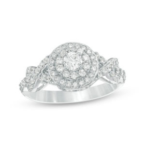 0.69 CT. T.w. Diamond Double Frame Twist Engagement Ring in 10K White