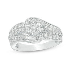1.23 CT. T.w. Composite Diamond Multi-Row Bypass Ring in 10K White
