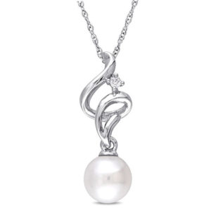 7.0 - 7.5mm Cultured Freshwater Pearl and Diamond Accent Cascading