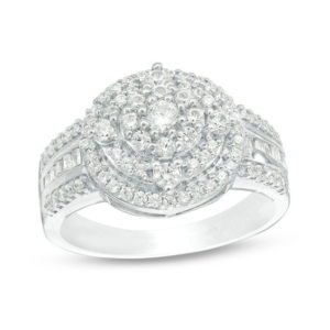 0.69 CT. T.w. Diamond Triple Frame Multi-Row Ring in 10K White Gold