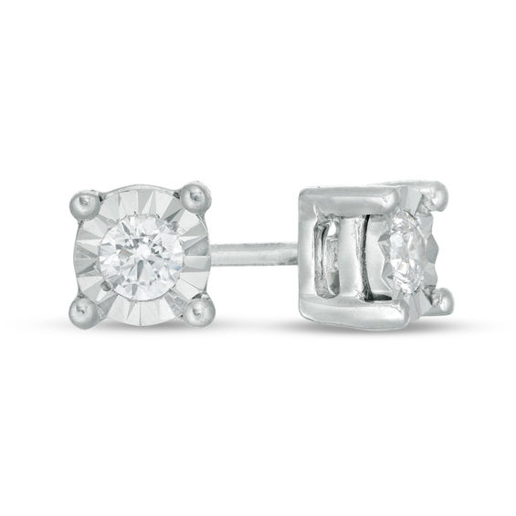 0.085 CT. T.w. Diamond Solitaire Stud Earrings in 10K White Gold