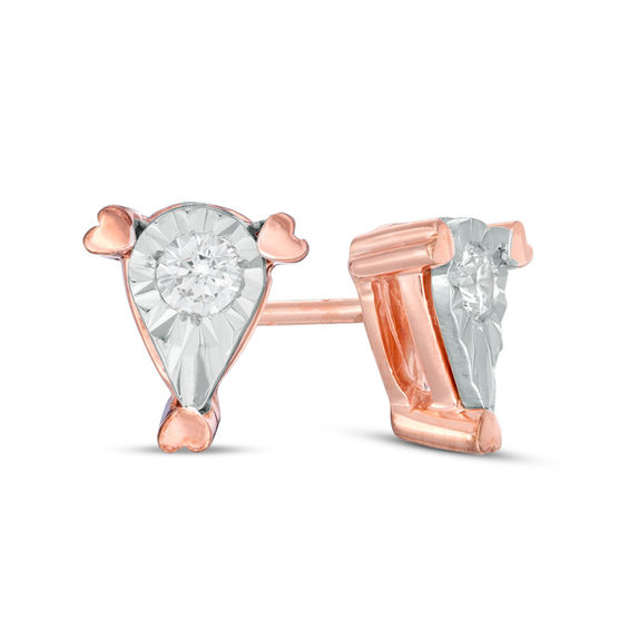 0.085 CT. T.w. Diamond Solitaire Pear-Shaped Stud Earrings in 10K Rose