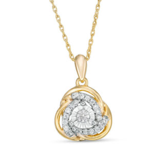 0.18 CT. T.w. Diamond Love Knot Pendant in 10K Gold