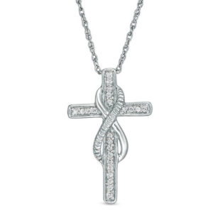 0.085 CT. T.w. Diamond Infinity Cross Pendant in Sterling Silver