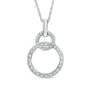 0.04 CT. T.w. Diamond Interlocking Circles Pendant in Sterling Silver