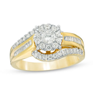 0.69 CT. T.w. Diamond Frame Bypass Engagement Ring in 10K Gold