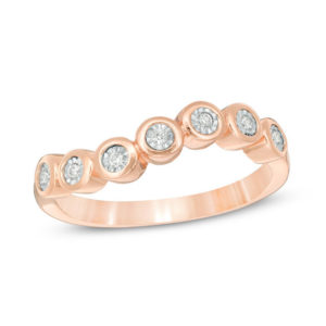 0.04 CT. T.w. Diamond Wave Band in 10K Rose Gold