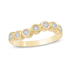 0.04 CT. T.w. Diamond Wave Band in 10K Gold